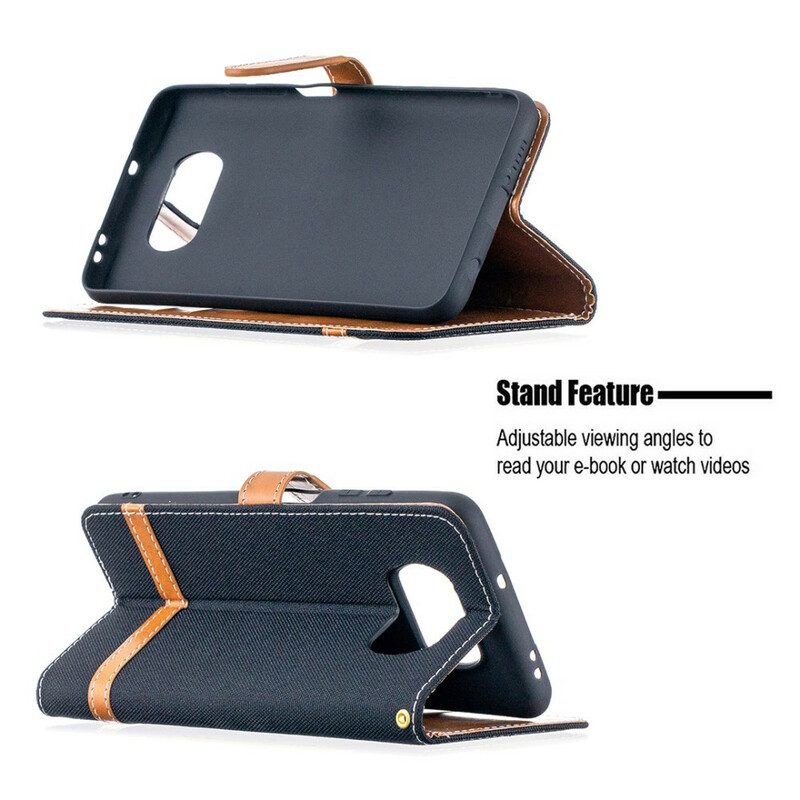 Folio-hoesje voor Poco X3 / X3 Pro / X3 NFC Met Ketting Band Van Stof En Leereffect