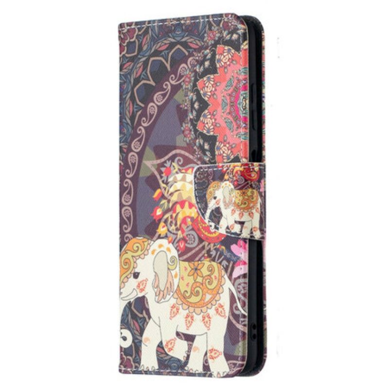Leren Hoesje voor Poco X3 / X3 Pro / X3 NFC Indische Olifanten