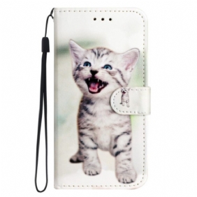 Folio-hoesje Poco C65 Telefoonhoesje Mooi Katje Met Riem
