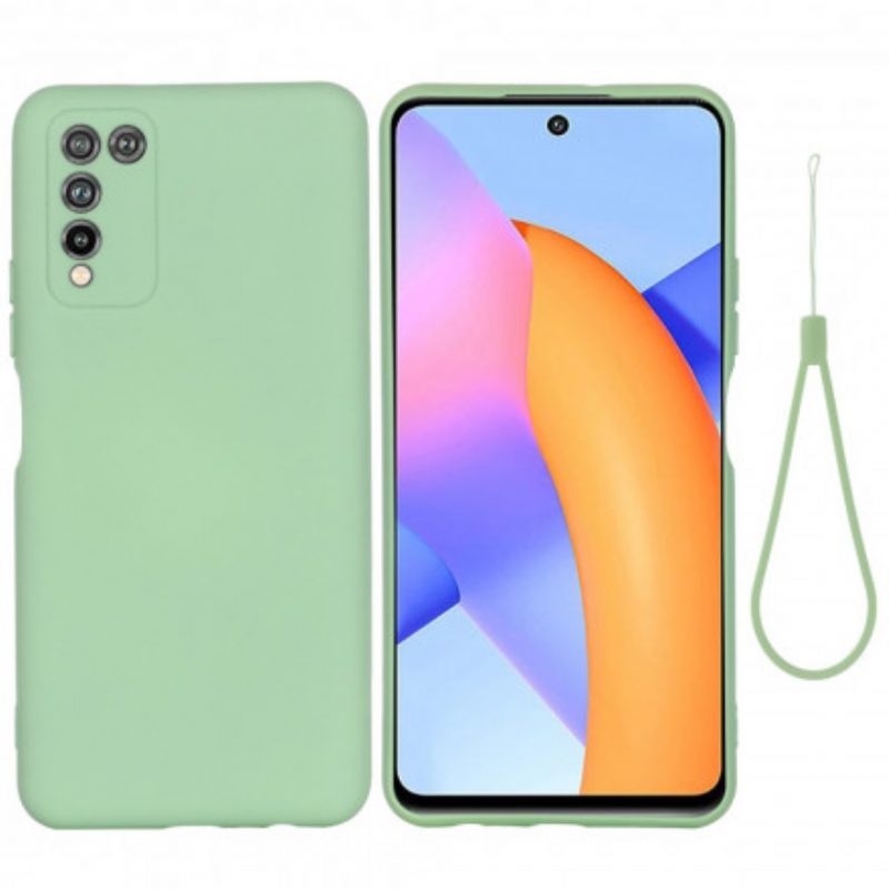 Hoesje voor Honor 10X Lite Vloeibare Siliconen Met Sleutelkoord