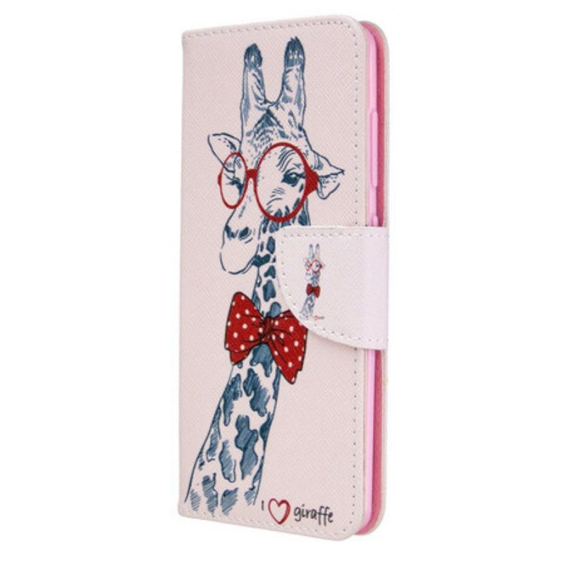 Folio-hoesje voor Samsung Galaxy A41 Slimme Giraf