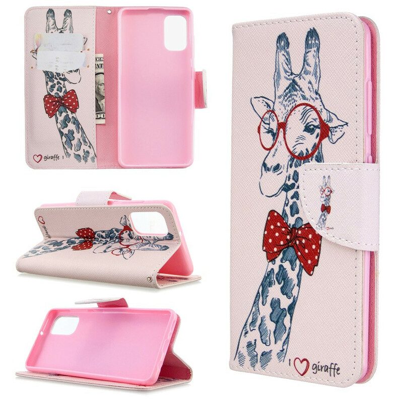 Folio-hoesje voor Samsung Galaxy A41 Slimme Giraf