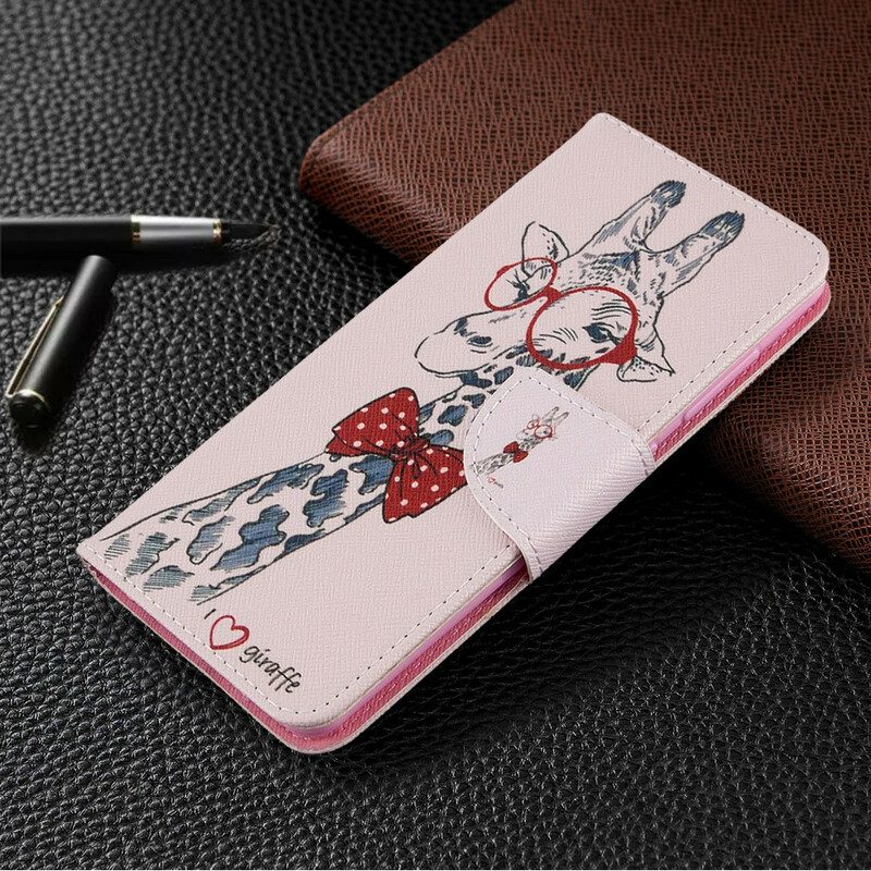 Folio-hoesje voor Samsung Galaxy A41 Slimme Giraf