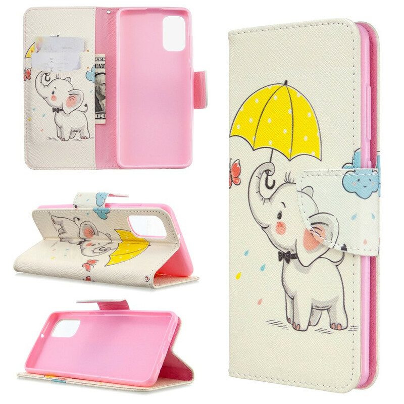 Leren Hoesje voor Samsung Galaxy A41 Baby Olifant