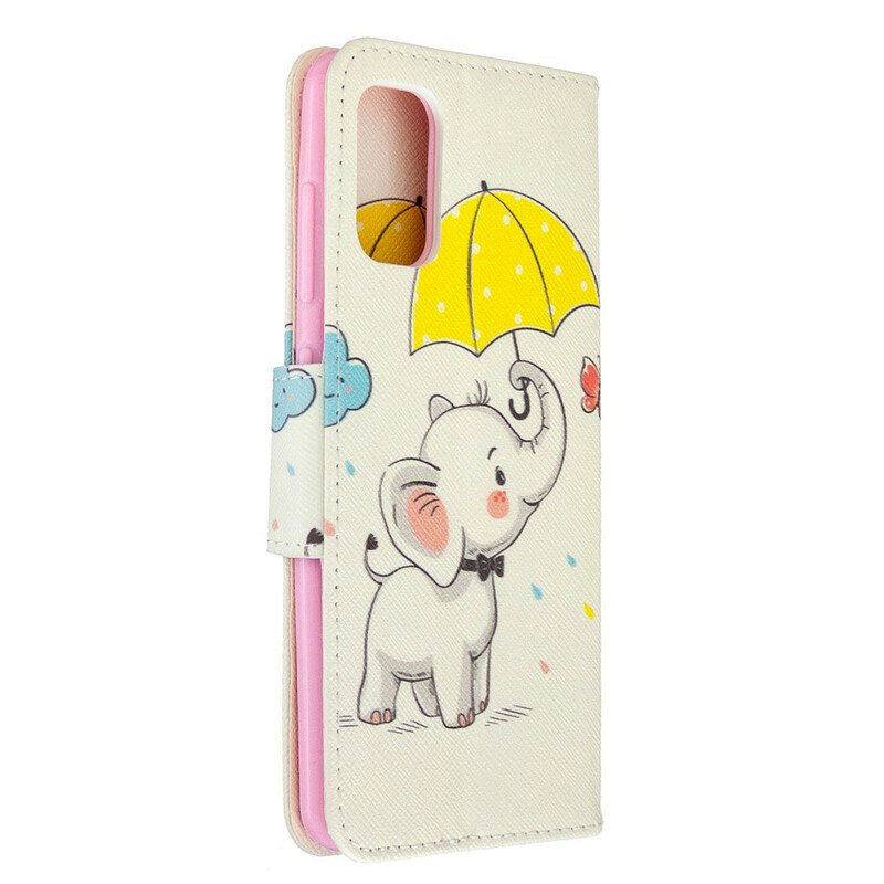 Leren Hoesje voor Samsung Galaxy A41 Baby Olifant