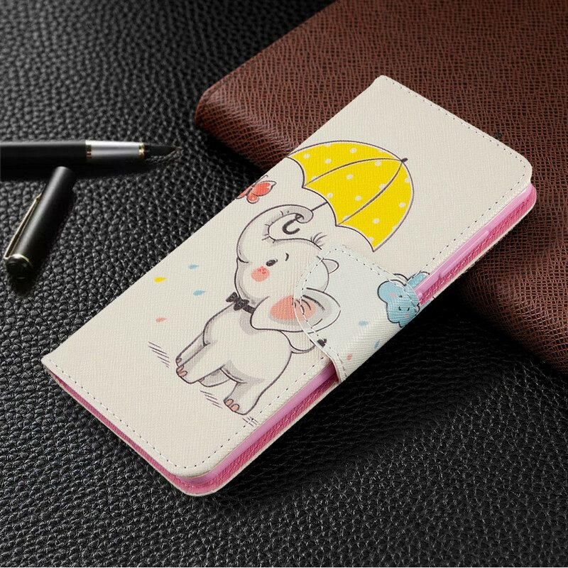 Leren Hoesje voor Samsung Galaxy A41 Baby Olifant