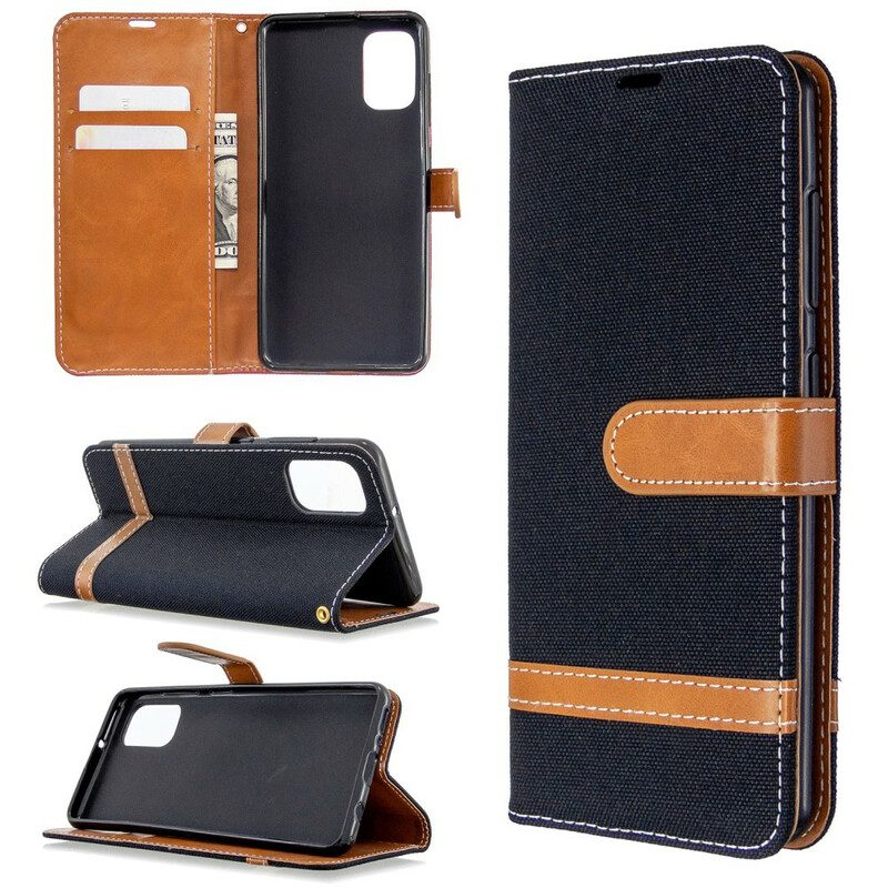 Leren Hoesje voor Samsung Galaxy A41 Met Ketting Band Van Stof En Leereffect