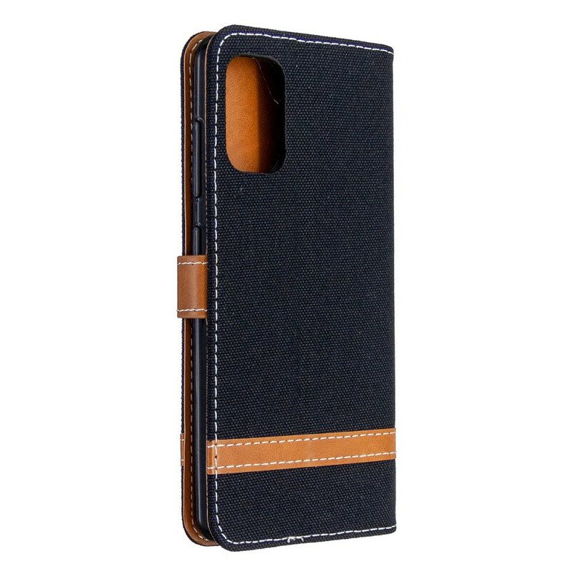Leren Hoesje voor Samsung Galaxy A41 Met Ketting Band Van Stof En Leereffect