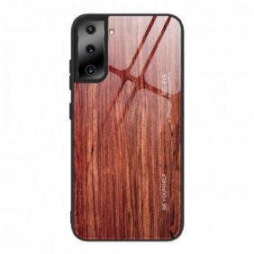 Telefoonhoesje voor Samsung Galaxy S21 5G Houtdesign Gehard Glas