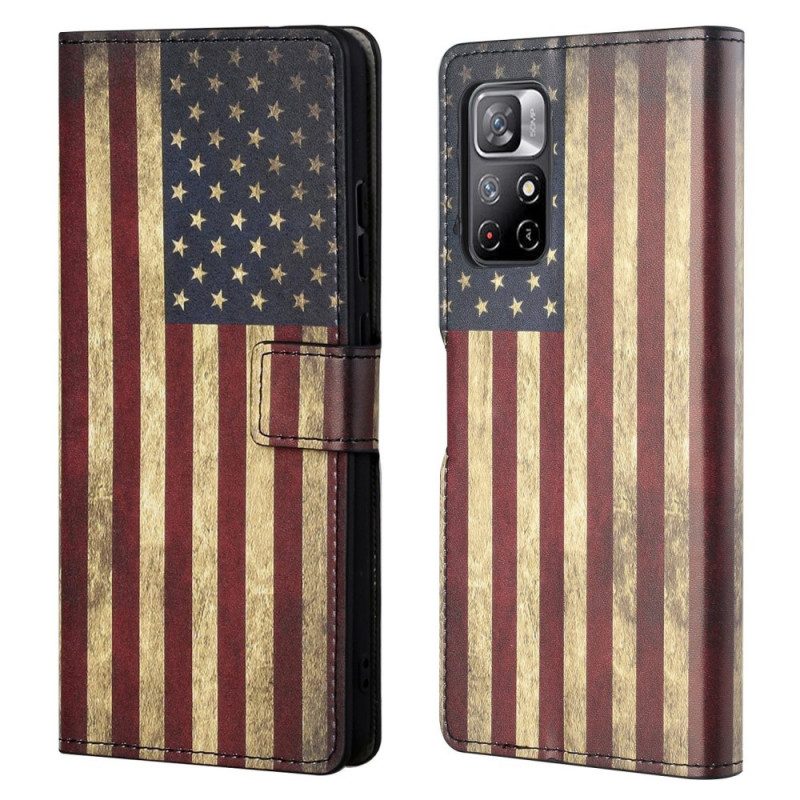 Folio-hoesje voor Poco M4 Pro 5G Amerikaanse Vlag