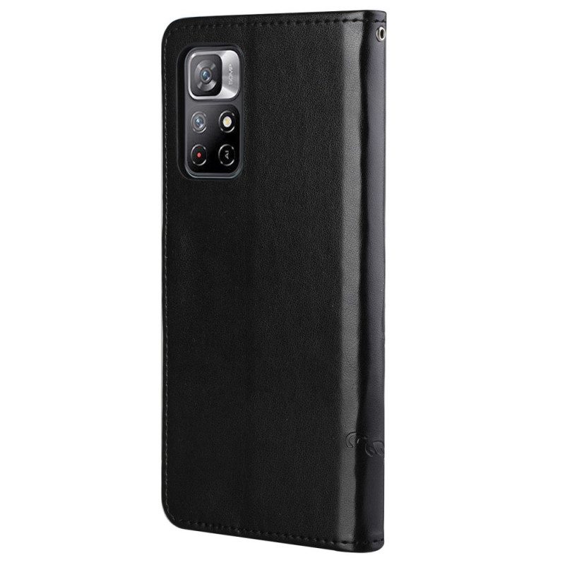 Folio-hoesje voor Poco M4 Pro 5G Aziatische Vlinders En Bloemen