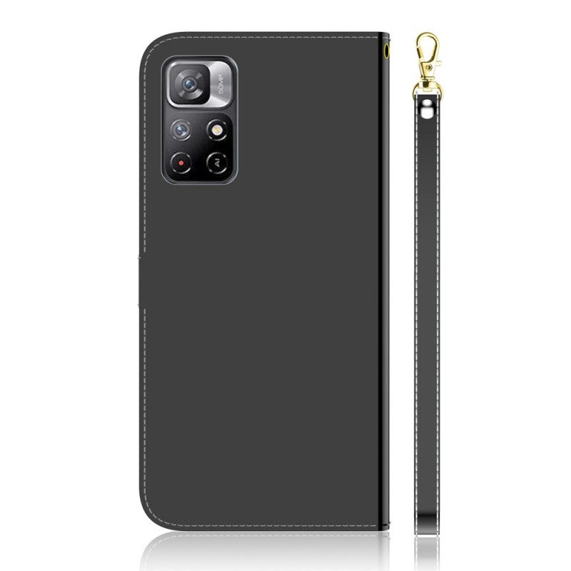 Leren Hoesje voor Poco M4 Pro 5G Spiegelhoes Van Imitatieleer