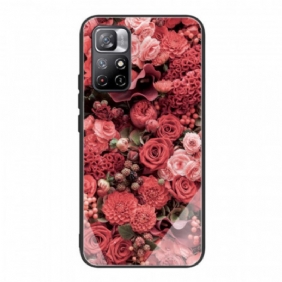 Telefoonhoesje voor Poco M4 Pro 5G Rose Bloemen Gehard Glas