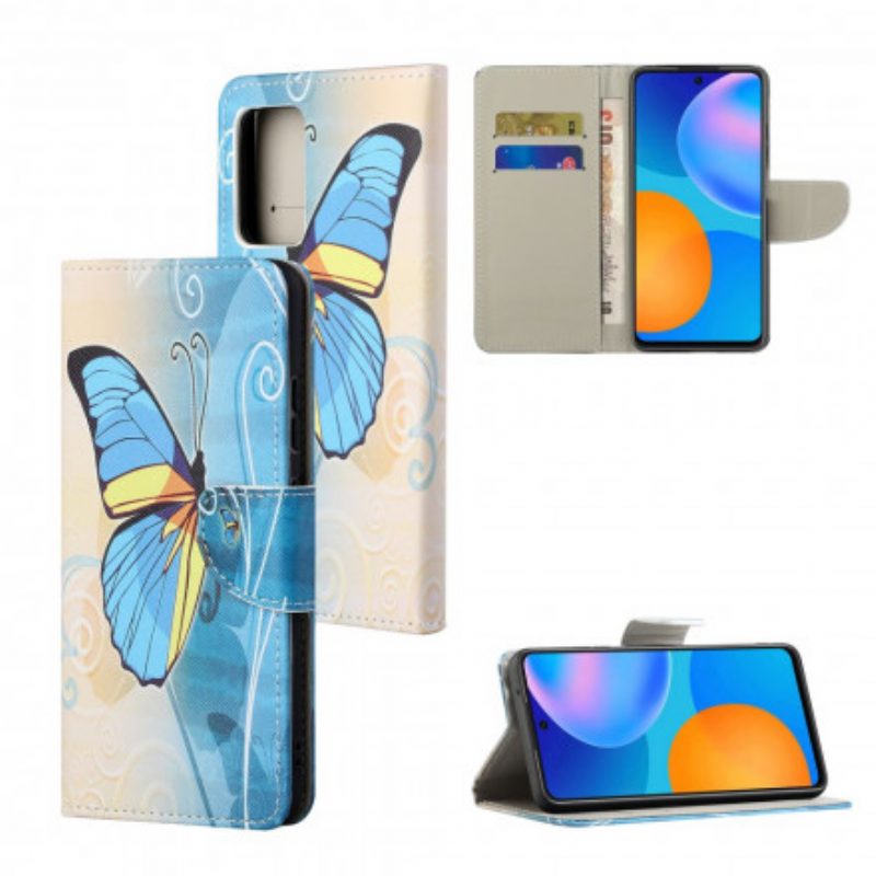 Folio-hoesje voor Xiaomi Redmi 10 Blauwe En Gele Vlinder