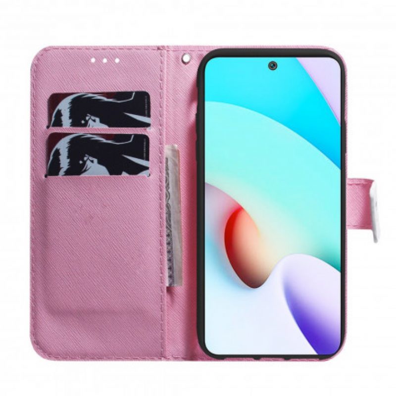 Folio-hoesje voor Xiaomi Redmi 10 Bloem Stoffig Roze