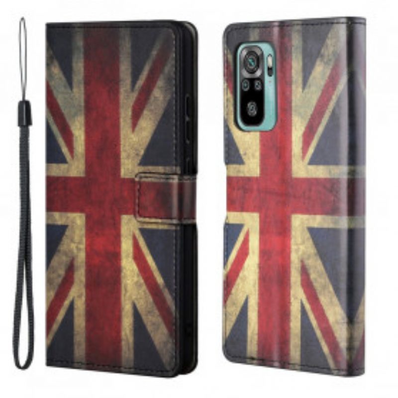 Folio-hoesje voor Xiaomi Redmi 10 Met Ketting Engelse Vlag Met Lanyard