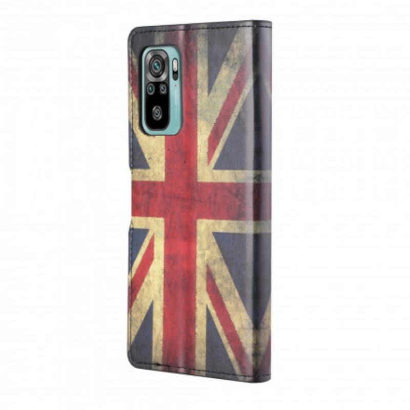 Folio-hoesje voor Xiaomi Redmi 10 Met Ketting Engelse Vlag Met Lanyard