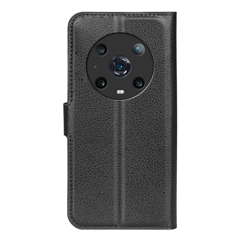 Folio-hoesje voor Honor Magic 4 Pro Klassiek Leereffect