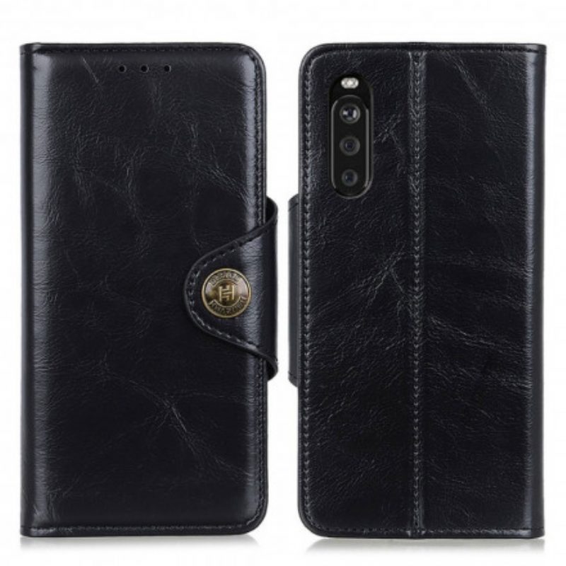 Folio-hoesje voor Sony Xperia 5 III Kunstleer Lakknoop