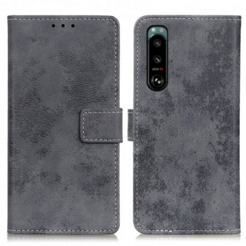 Folio-hoesje voor Sony Xperia 5 III Vintage Kunstleer