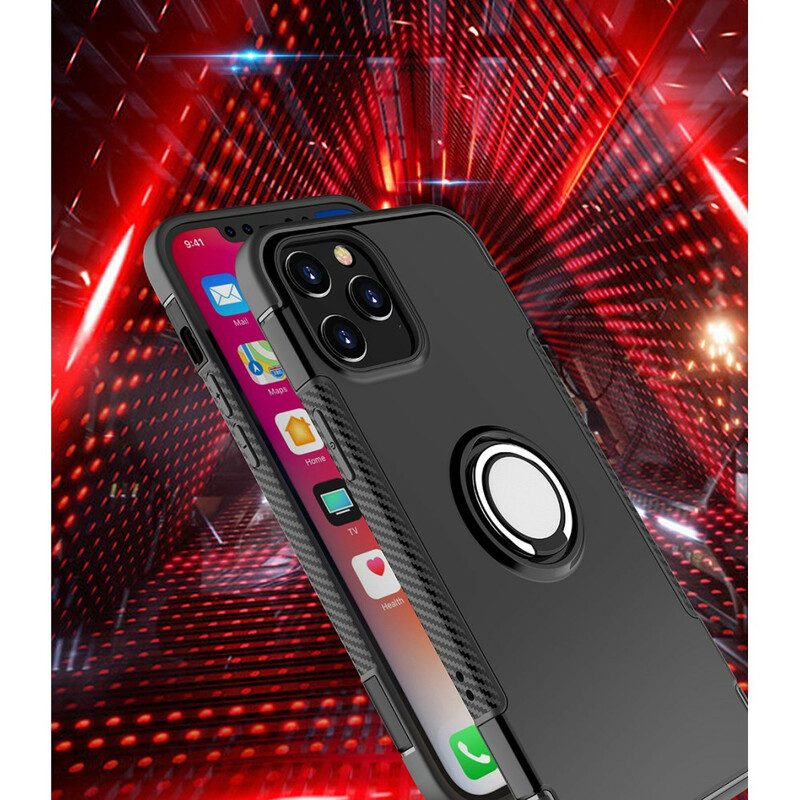 Hoesje voor iPhone 12 / 12 Pro Koolstofvezel Metalen Ring
