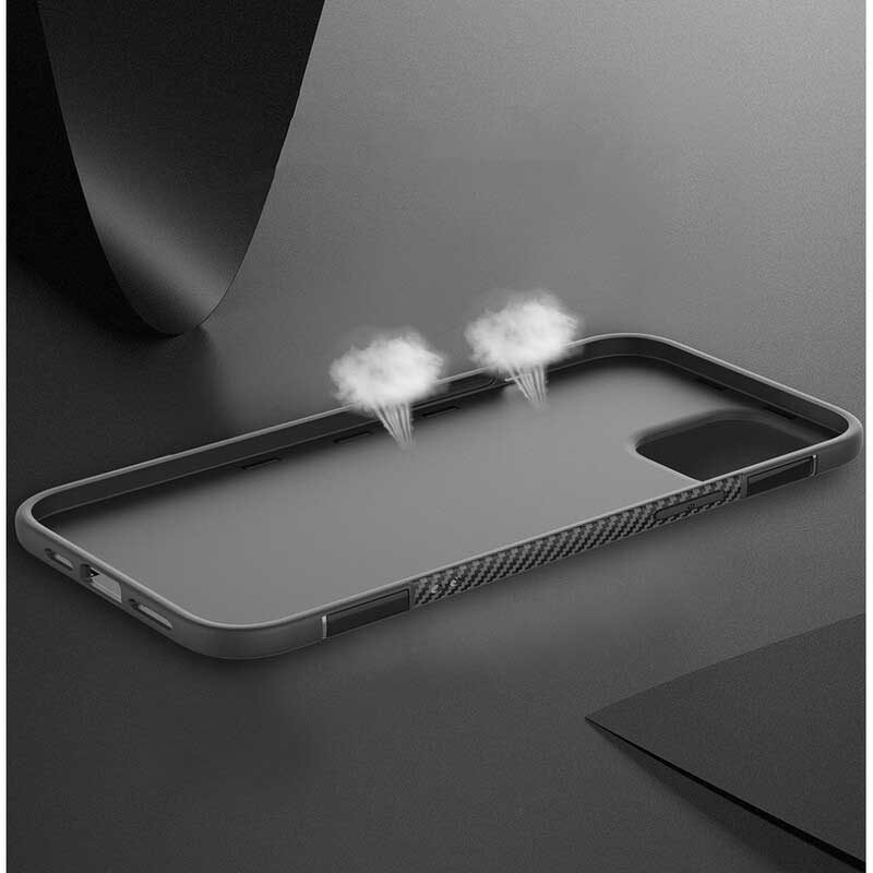 Hoesje voor iPhone 12 / 12 Pro Koolstofvezel Metalen Ring