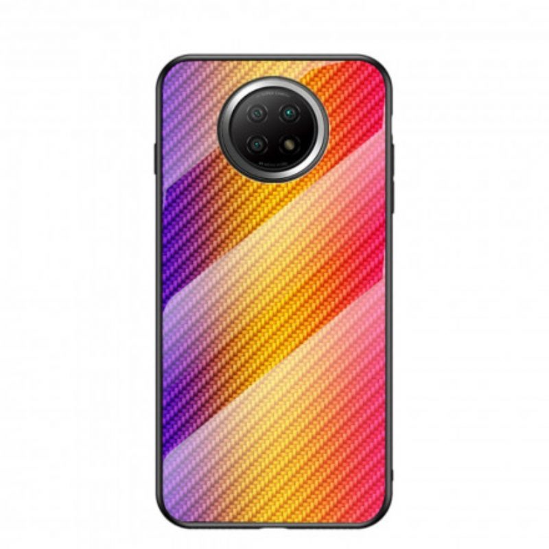 Telefoonhoesje voor Xiaomi Redmi Note 9 5G Koolstofvezel Gehard Glas