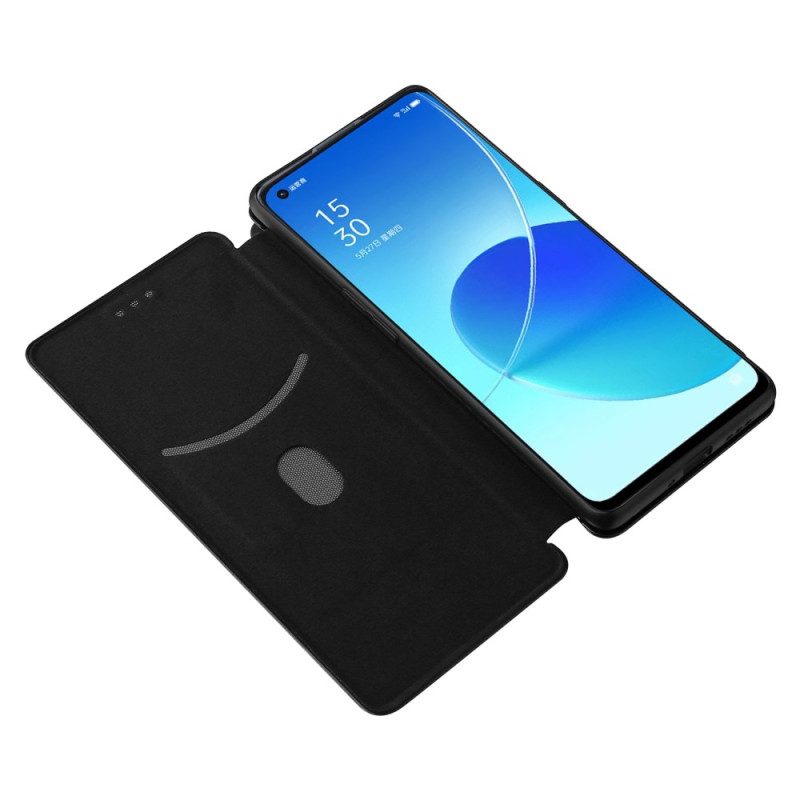 Bescherming Hoesje voor Oppo Reno 6 Pro 5G Folio-hoesje Koolstofvezel En Banden