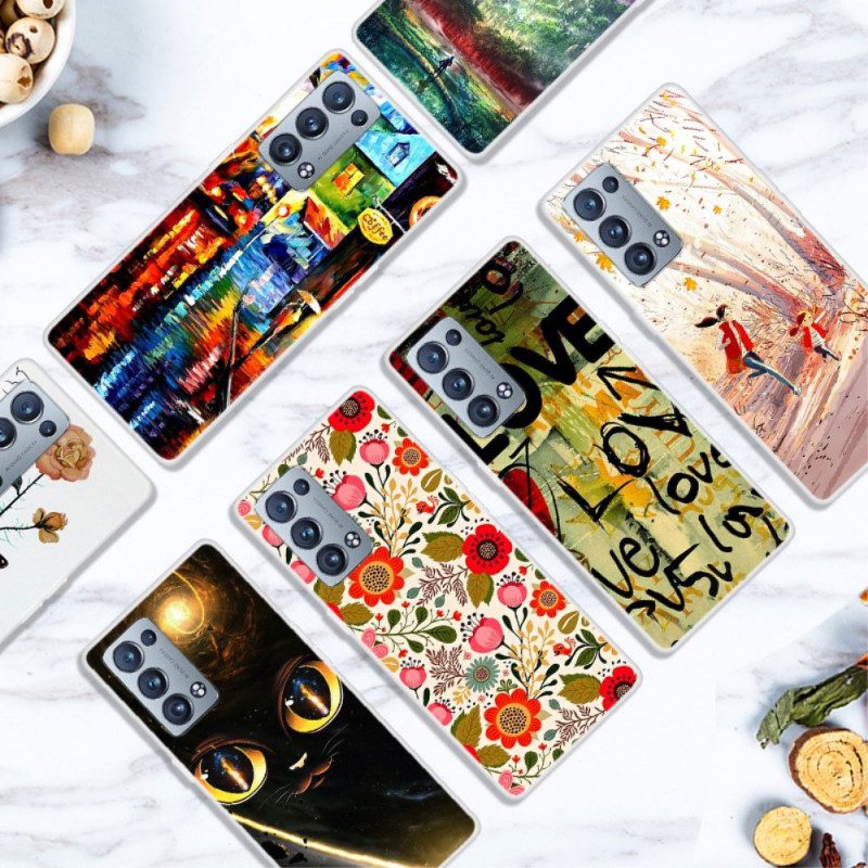 Telefoonhoesje voor Oppo Reno 6 Pro 5G Flexibel Siliconen Bloemenpatroon