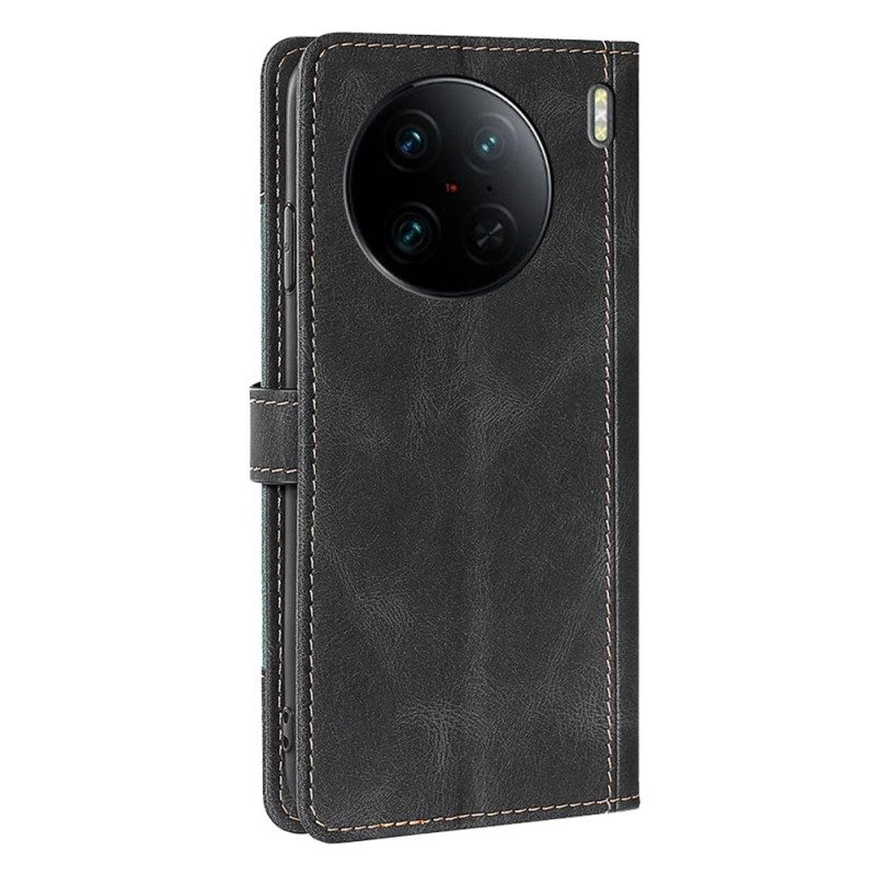 Folio-hoesje voor Vivo X90 Pro Imitatieleer Bicolor Stijlvol