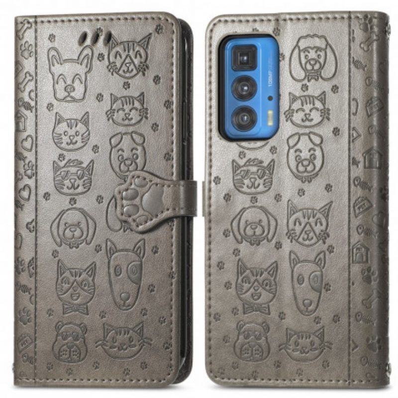 Leren Hoesje voor Motorola Edge 20 Pro Geanimeerde Dieren