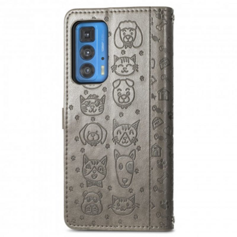 Leren Hoesje voor Motorola Edge 20 Pro Geanimeerde Dieren