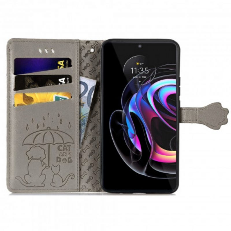 Leren Hoesje voor Motorola Edge 20 Pro Geanimeerde Dieren