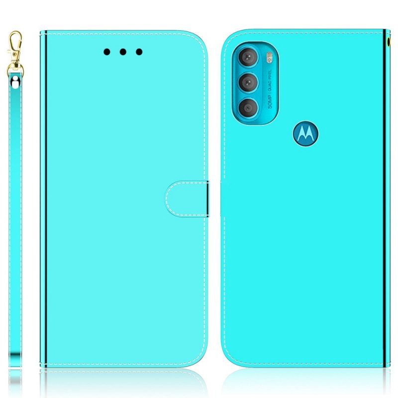 Folio-hoesje voor Moto G71 5G Spiegelhoes Van Imitatieleer