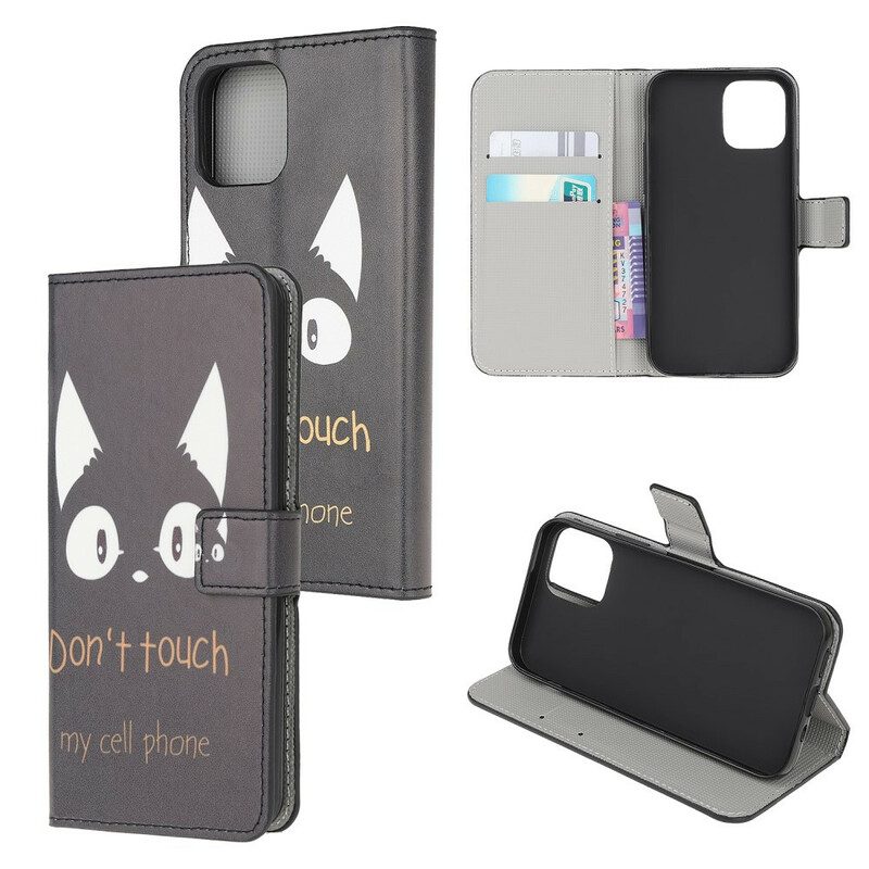 Leren Hoesje voor iPhone 13 Mini Raak Mijn Mobiele Telefoon Niet Aan