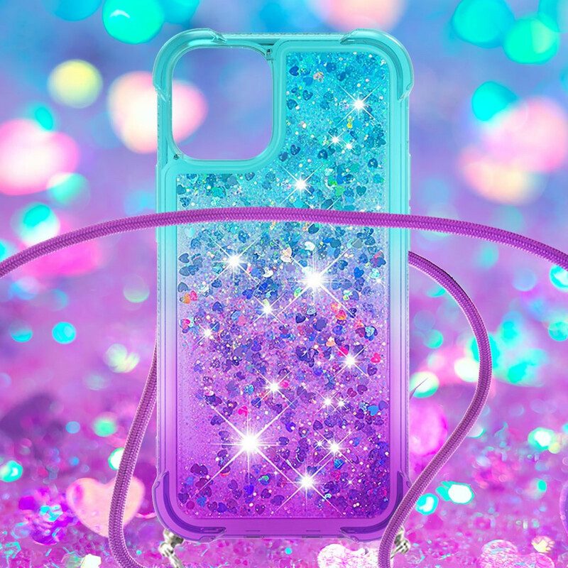 Telefoonhoesje voor iPhone 13 Mini Siliconen Pailletten En Koord