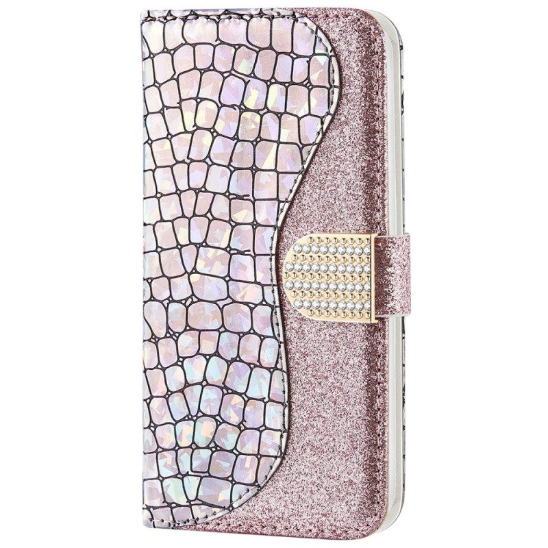 Folio-hoesje voor Samsung Galaxy A33 5G Krokodil Diamanten