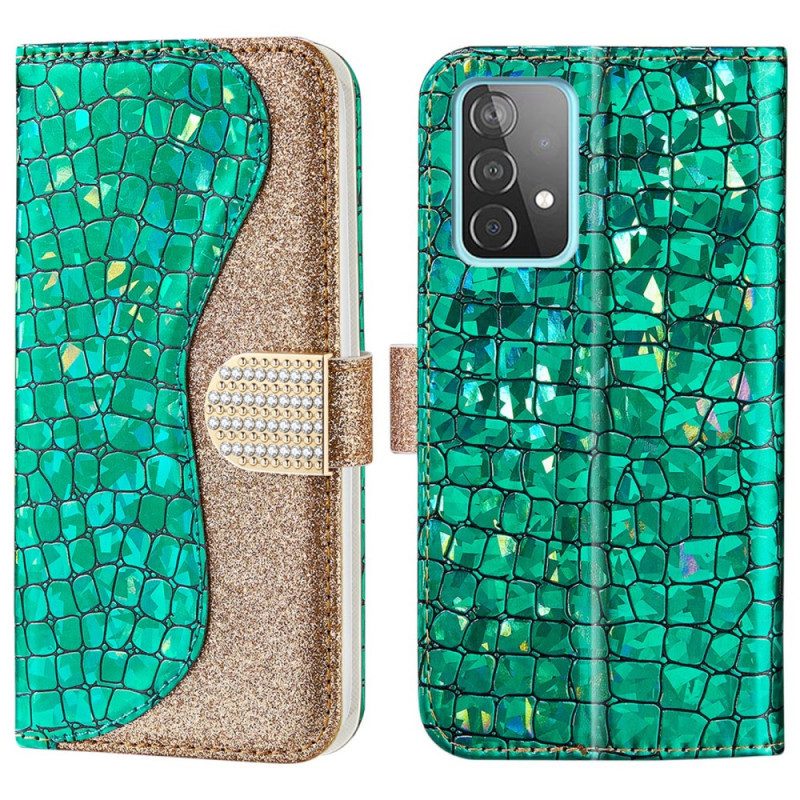 Folio-hoesje voor Samsung Galaxy A33 5G Krokodil Diamanten
