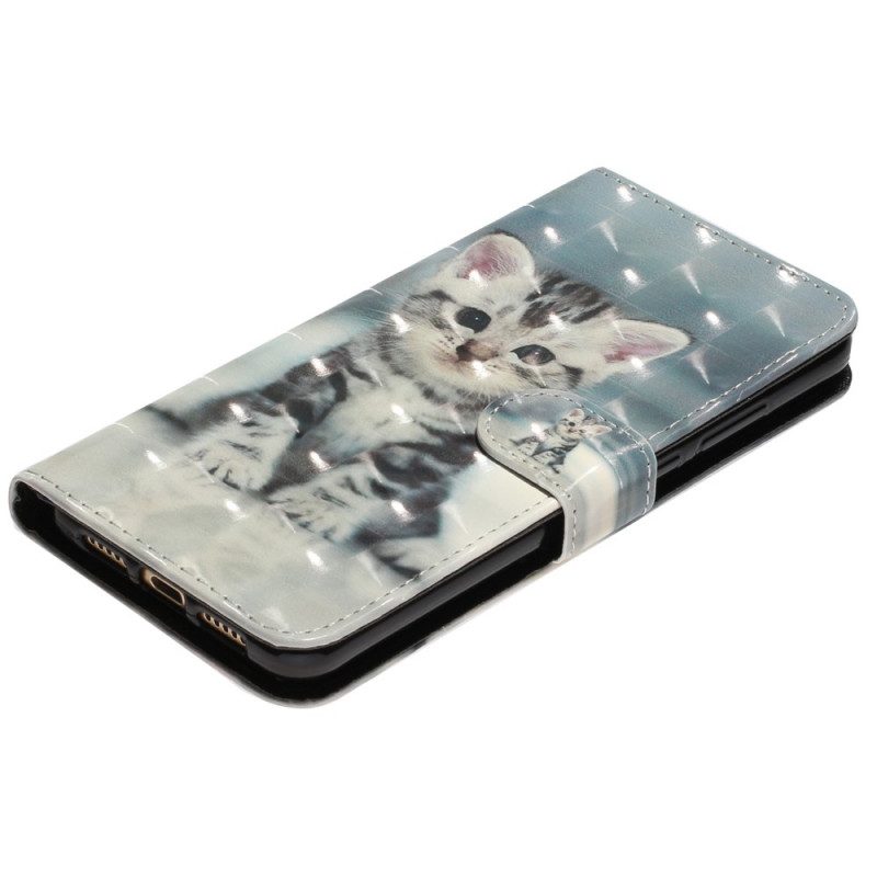 Folio-hoesje voor Samsung Galaxy A33 5G Met Ketting Bandjes Katje