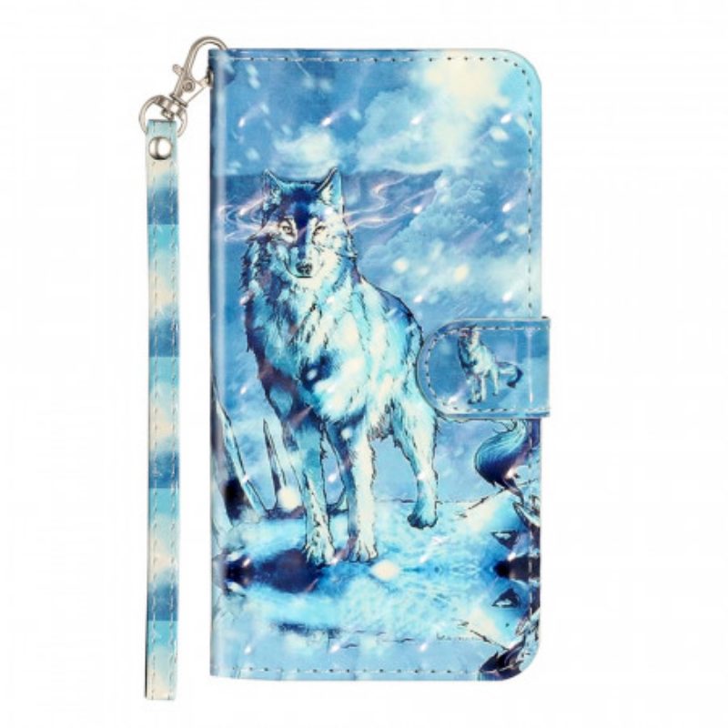 Folio-hoesje voor Samsung Galaxy A33 5G Met Ketting Lanyard Wolf