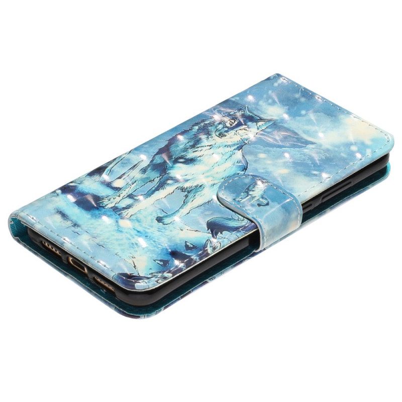 Folio-hoesje voor Samsung Galaxy A33 5G Met Ketting Lanyard Wolf