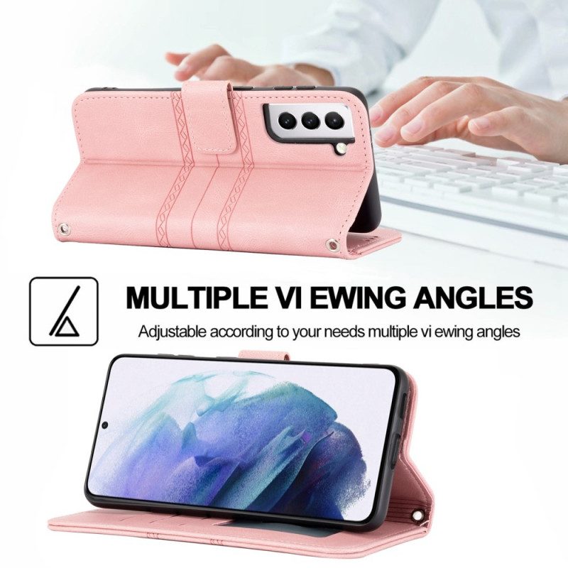 Leren Hoesje voor Samsung Galaxy S22 5G Kanten Naden