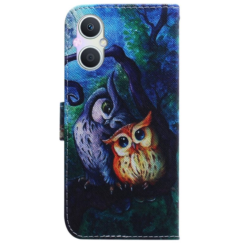 Folio-hoesje voor Oppo Reno 8 Lite Uilen Schilderen