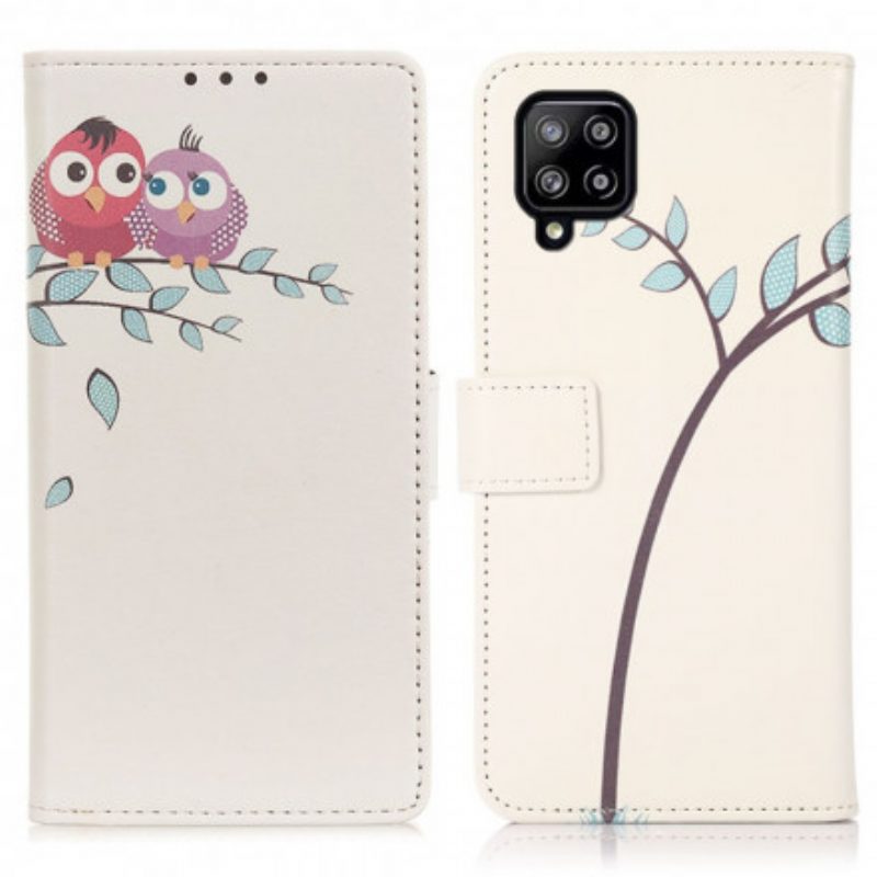 Folio-hoesje voor Samsung Galaxy A22 Paar Uilen Op De Boom