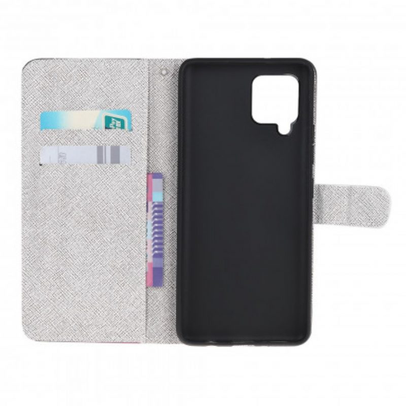 Leren Hoesje voor Samsung Galaxy A22 Met Ketting Levering Katten Met Strings