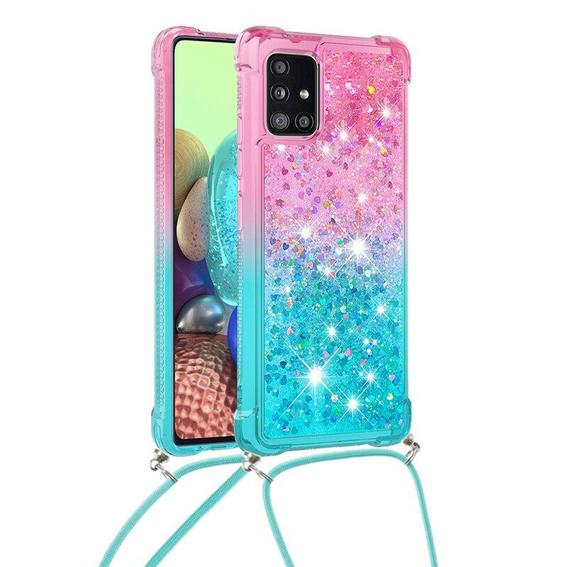Hoesje voor Samsung Galaxy A71 Siliconen Pailletten En Koord