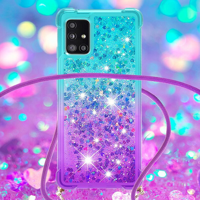 Hoesje voor Samsung Galaxy A71 Siliconen Pailletten En Koord
