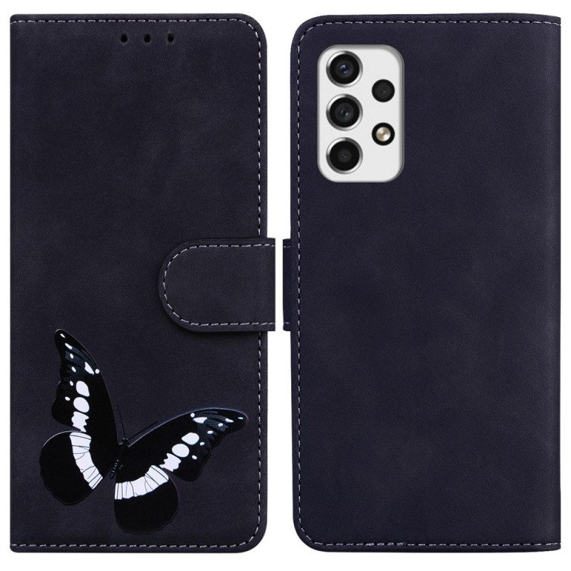 Leren Hoesje voor Samsung Galaxy A53 5G Huid-aanraking Vlinder