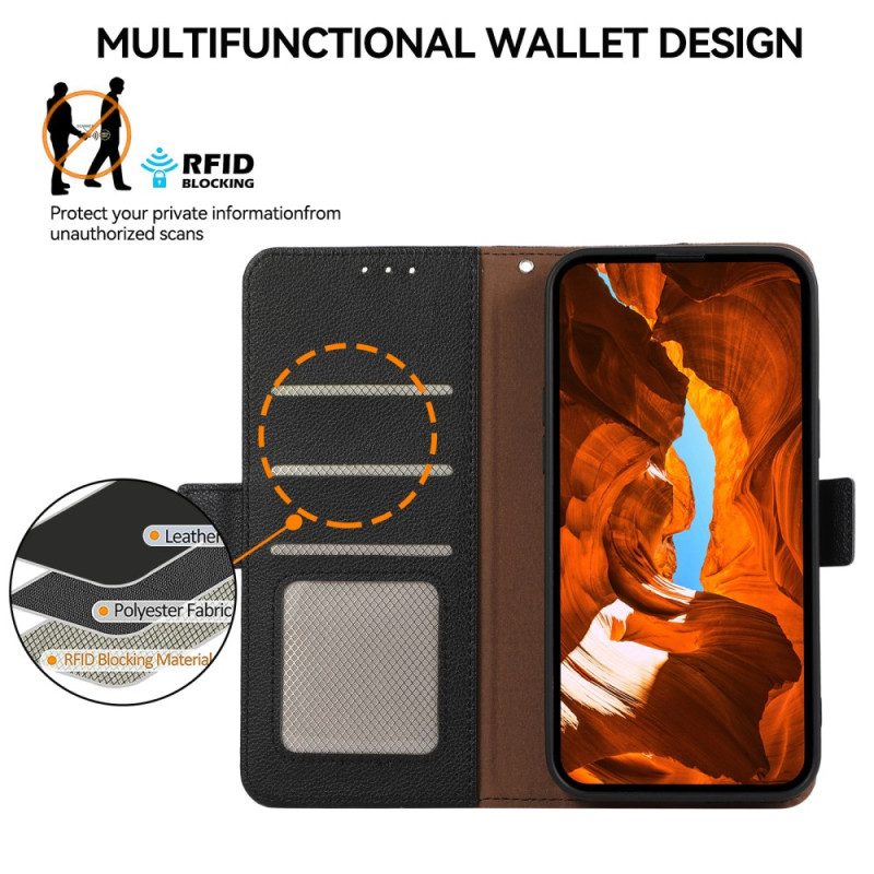 Folio-hoesje Xiaomi 14t Pro Telefoonhoesje Leertextuur En Rfid-bescherming Abeel