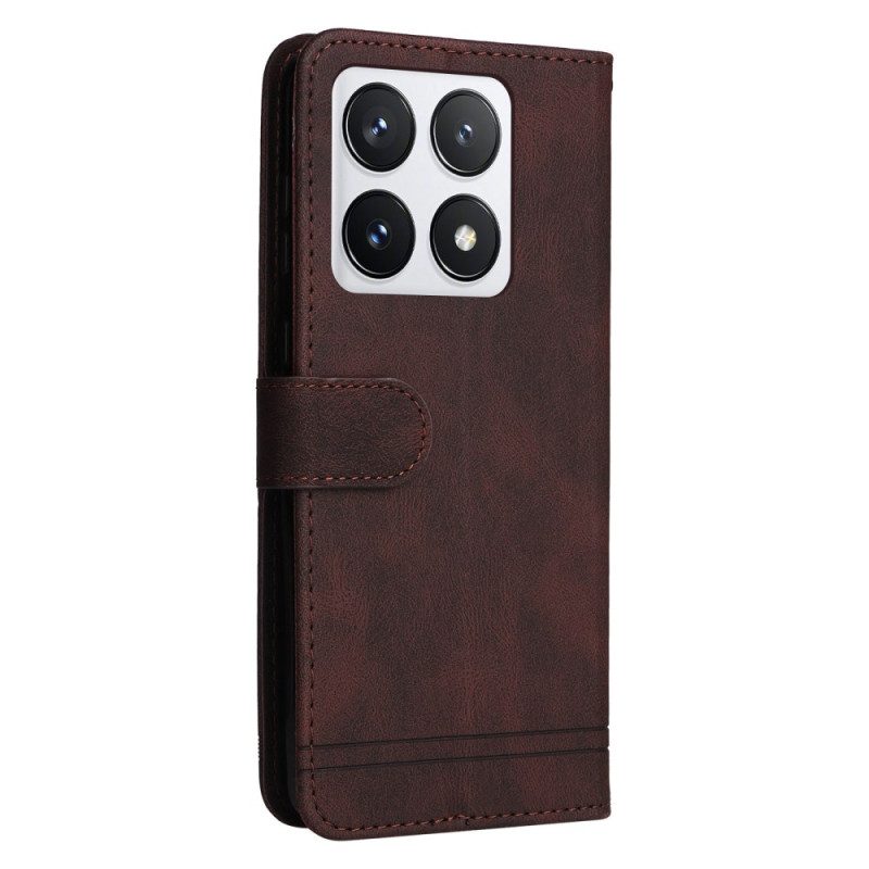 Leren Hoesje Xiaomi 14t Pro Suède Klinknageleffect Bescherming Hoesje